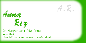 anna riz business card